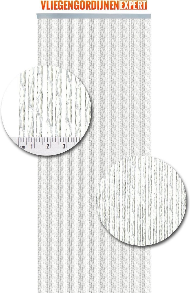 Vliegengordijnenexpert® Vliegengordijnenexpert Milano - Vliegengordijn - 100x240 cm - Transparant met witte draad Op het kozijn