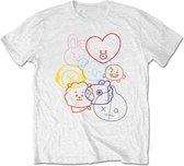 BT21 Heren Tshirt -2XL- Faces Wit