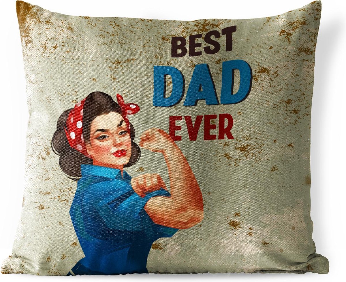 Tuinkussen - Papa - Quotes - Best dad ever - Spreuken - 40x40 cm - Weerbestendig - Vaderdag cadeautje - Cadeau voor vader en papa
