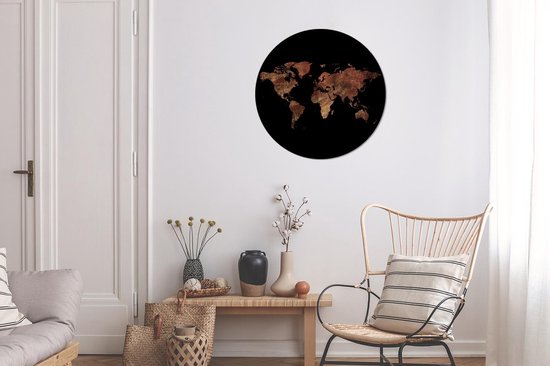 Wall Circle - Wall Circle Inside - Carte du Wereldkaart - Vintage - Marron - ⌀ 60 cm - Décoration murale - Peintures ronds