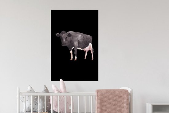 Stickers muraux - Film autocollant - Vache - Illustration - Zwart - 60x90 cm - Film adhésif - Stickers muraux Chambre d'enfant - Papier peint autocollant
