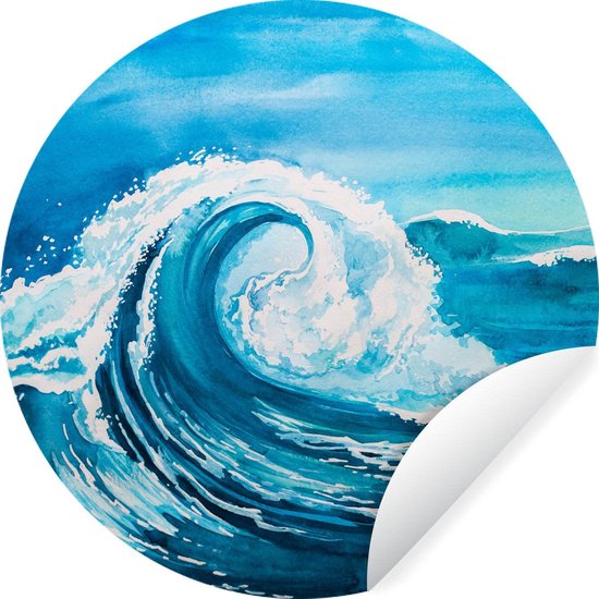 WallCircle - Stickers muraux - Cercle de papier peint - Golf - Mer - Aquarelle - ⌀ 140 cm - Cercle mural - Autocollant - Sticker papier peint rond
