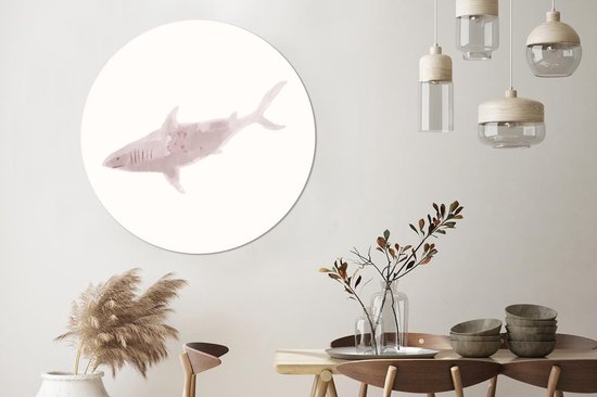 WallCircle - Cercle Mural - Cercle Mural - Requins - Mer - Aquarelle - Aluminium - Dibond - 140x140 cm - Intérieur et Extérieur