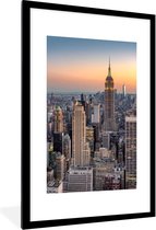 Poster in lijst - New York - Zon - Skyline - Poster - Fotolijst - Frame - Muurdecoratie - Slaapkamer - 80x120 cm - Woondecoratie - Woonkamer - Foto in lijst