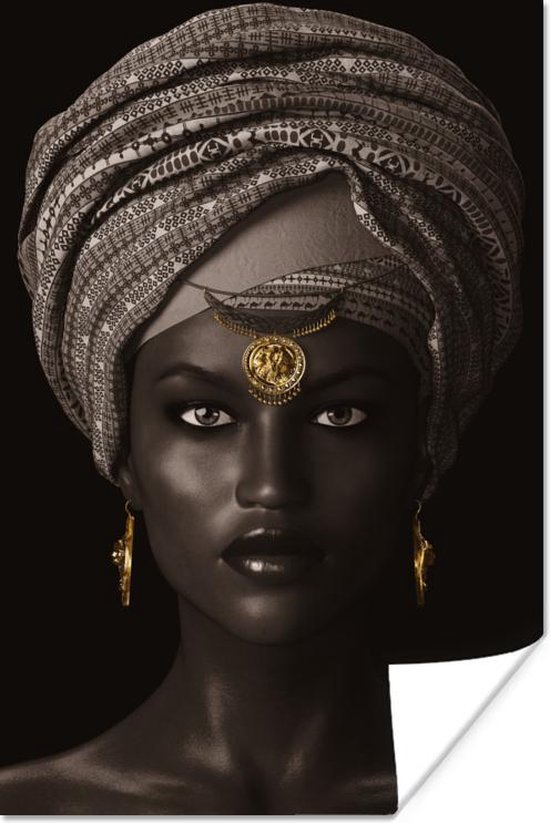 Poster Vrouw - Afrikaans - Goud