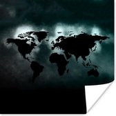 Affiche Wereldkaart - Zwart - Lumière - 100x100 cm XXL