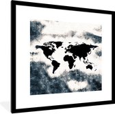 Fotolijst incl. Poster - Wereldkaart - Hout - Zwart - 40x40 cm - Posterlijst