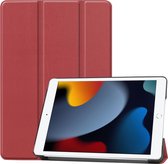 iPad 10.2 2021 Hoes Luxe Book Case Cover Hoesje (10.2 inch) - Donkerrood