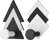 kwmobile 2x zelfklevende wandhaakjes voor handdoeken en kleding - Haakjes voor in de badkamer of keuken in zwart / wit