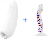 Satisfyer Curvy 1+ - Wit - Luchtdruk Vibrator + Glazen G-Spot Dildo