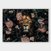 Poster Jungle Lion LS - Plexiglas - Meerdere Afmetingen & Prijzen | Wanddecoratie - Interieur - Art - Wonen - Schilderij - Kunst