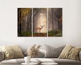 Peinture - Cerf dans la forêt, 120x80cm, 3 trappes, impression premium