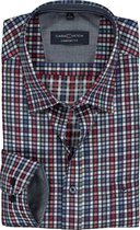 CASA MODA Sport comfort fit overhemd - rood - wit en blauw geruit twill (contrast) - Strijkvriendelijk - Boordmaat: 51/52