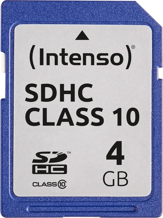 Intenso SDHC Class 10 geheugenkaart, 4GB, blauw.