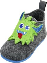 Playshoes Pantoffels Monster Junior Vilt Grijs/groen Maat 20