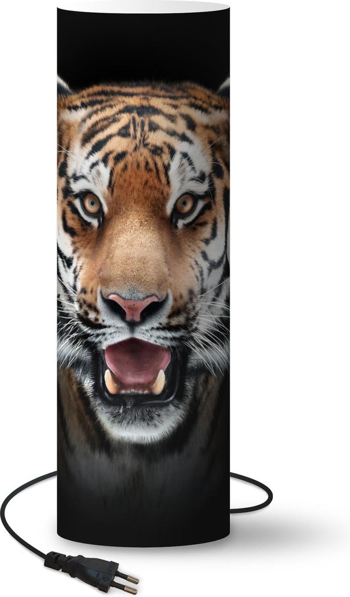 Lamp - Nachtlampje - Tafellamp slaapkamer - Tijger - Portret - Dier - 70 cm hoog - Ø22.3 cm - Inclusief LED lamp