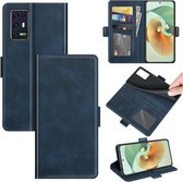 Voor ZTE Axon 30 Pro 5G Dual-side Magnetische Gesp Horizontale Flip Lederen Case met Houder & Kaartsleuven & Portemonnee (Donkerblauw)