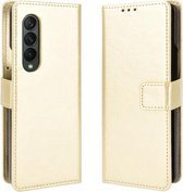 Voor Samsung Galaxy Z Fold3 5G Crazy Horse Textuur Horizontale Flip Leather Case met Houder & Kaartsleuven & Lanyard (Goud)