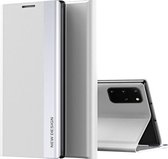 Voor Samsung Galaxy S20 Plus Side gegalvaniseerde magnetische ultradunne horizontale flip lederen hoes met houder (zilver)