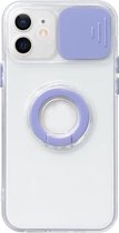 Sliding Camera Cover Design TPU-beschermhoes met ringhouder voor iPhone 13 Pro (paars)