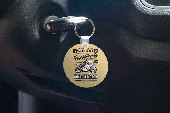 Sleutelhanger - Motor - Motorhelm - Man - Vintage - Plastic - Rond - Uitdeelcadeautjes - Mannen cadeautjes goedkoop