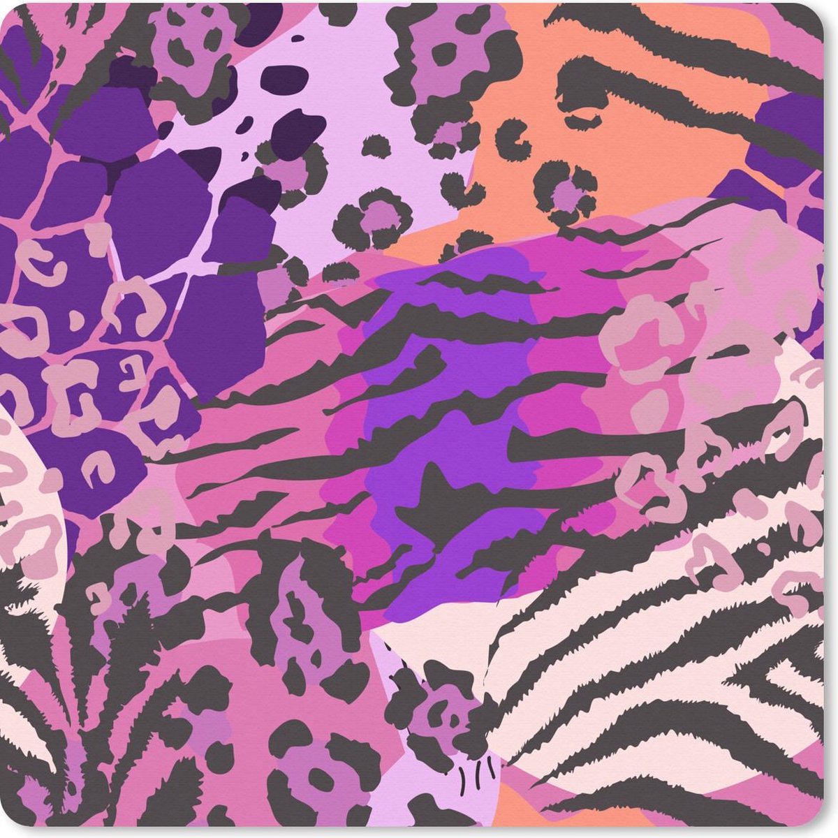 Muismat 20x20 cm - Mousepad Dieren - Panterprint - Roze - Muismatten