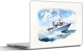 Laptop sticker - 10.1 inch - Boot - Vogel - Waterverf - 25x18cm - Laptopstickers - Laptop skin - Cover