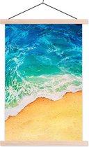 Posterhanger incl. Poster 60x90 cm - Schoolplaat - Zee - Golf - Strand - Textielposter - Blanke latten