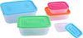 Set van 5 PLASTIC TUPPERWARE RECTANGULARES
