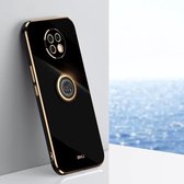 Voor Geschikt voor Xiaomi Redmi Note 9 5G XINLI Straight 6D Plating Gold Edge TPU Shockproof Case met ringhouder (zwart)