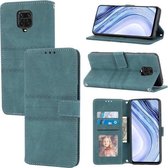 Voor Xiaomi Redmi Note 9 Pro Max Reliëf Gestreepte Magnetische Gesp PU + TPU Horizontale Flip Lederen Case met Houder & Kaartsleuf & Portemonnee & Fotolijst & Sling (Groen)