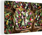 Peintures sur Toile Fleurs - Tulipes - Bouquet - 60x40 cm - Décoration murale