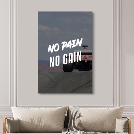 Peinture sur toile Formule 1 - Voiture de course - Citation - 120x180 cm - Décoration murale XXL