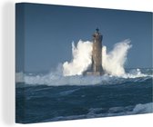 Canvas Schilderij Frankrijk - Vuurtoren - Zee - 30x20 cm - Wanddecoratie