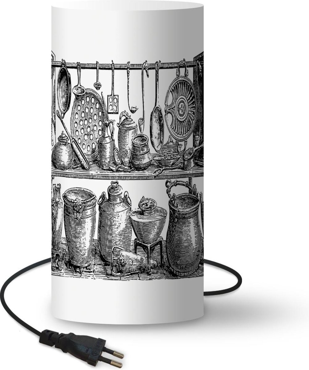Lamp - Nachtlampje - Tafellamp slaapkamer - Retro - Keukengerei - Keuken - 33 cm hoog - Ø15.9 cm - Inclusief LED lamp