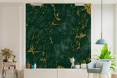 Behang - Fotobehang Marmer - Smaragd - Goud - Breedte 350 cm x hoogte 350 cm