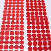99x Zelfklevende Klittenband Stickers - Rood - 10 mm - Klitten Band Stickers - Geschikt voor Textiel - Voor Knutselen - Dubbelzijdige Stickers - Dubbelzijdige klittenband