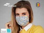 Illocare Yellow Flower Medisch Mondmasker Mondkapje Type II EN14683 Filtratie ≥ 99 % Wasbaar Made in Belgium 30 stuks