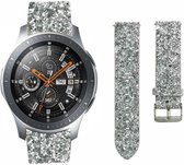 Leer Smartwatch bandje - Geschikt voor Strap-it Samsung Galaxy Watch 46mm leren glitter bandje - zilver - Strap-it Horlogeband / Polsband / Armband