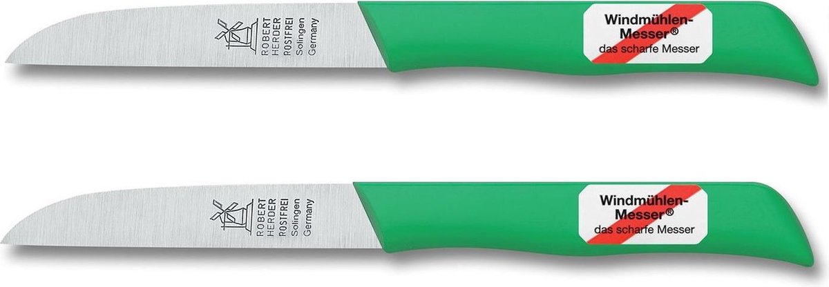Robert Herder Klassiker 1966 Aardappelmes 8,5 cm roestvrijstaal - Groen kunststof heft - 2 stuks
