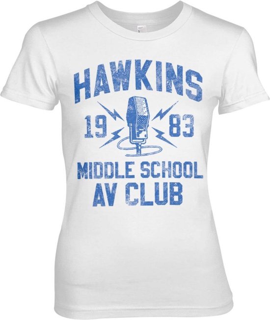 Stranger Things Dames Tshirt -XL- Hawkins 1983 Middle School AV Club Wit
