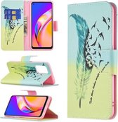 Voor OPPO A94 5G/Reno5 Z 5G/F19 Pro+ Gekleurd Tekenpatroon Horizontale Flip Lederen Case met Houder & Kaartsleuven & Portemonnee (Veer)