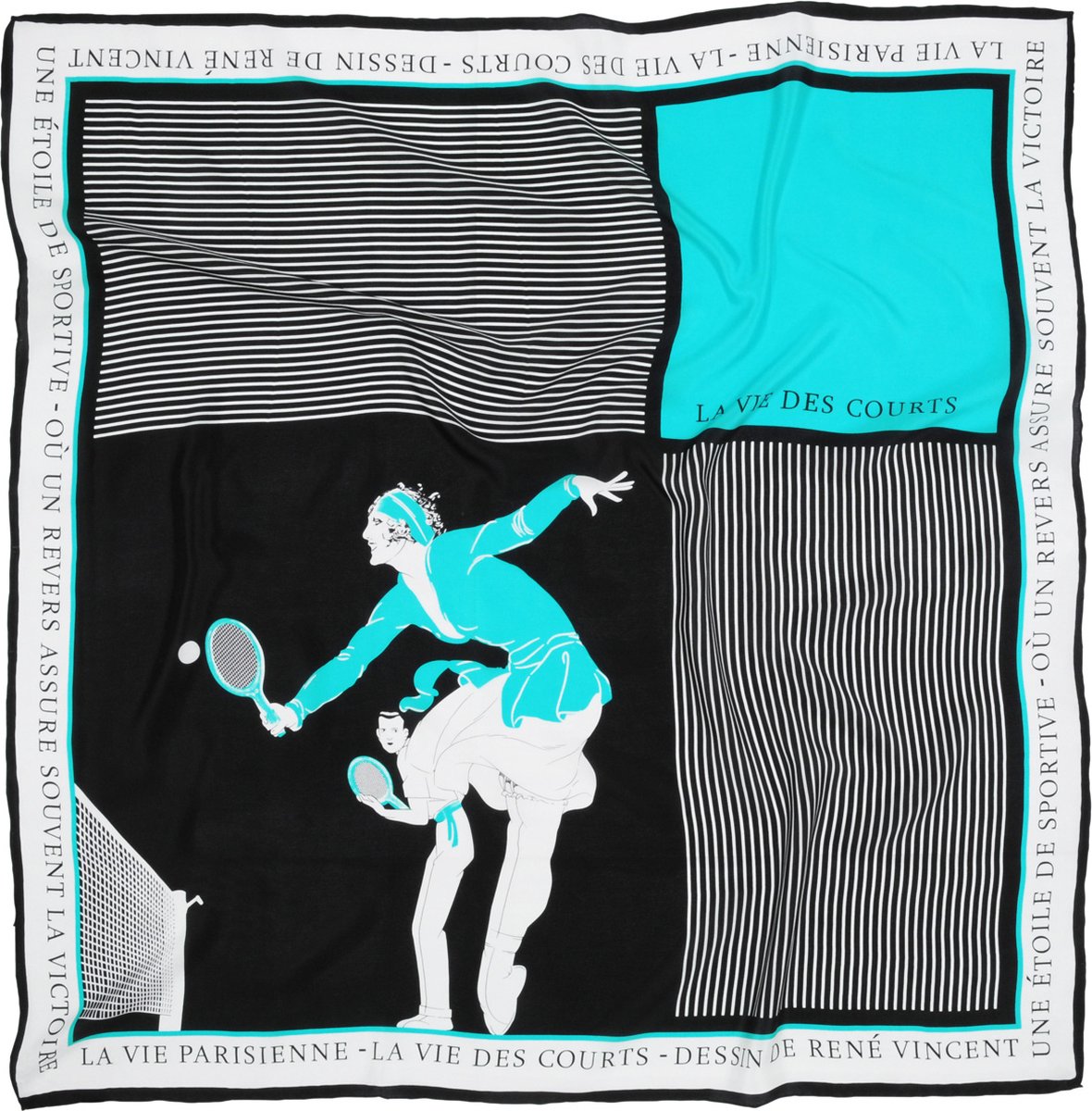We Love Ties - Sjaals - Sjaal Tennis La Vie des Courts - lichtblauw / zwart / wit