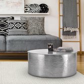 WOMO-DESIGN salontafel, Ø 76x32 cm, zilver, gemaakt van gehamerd aluminium legering