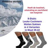 8-Pack Echte Cashmere Wollen Sokken in 4 Varianten-Maat 39-42