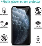 Kickstand Shockproof Case Geschikt Voor Apple Iphone 11 Pro Max + Glazen Screenprotector