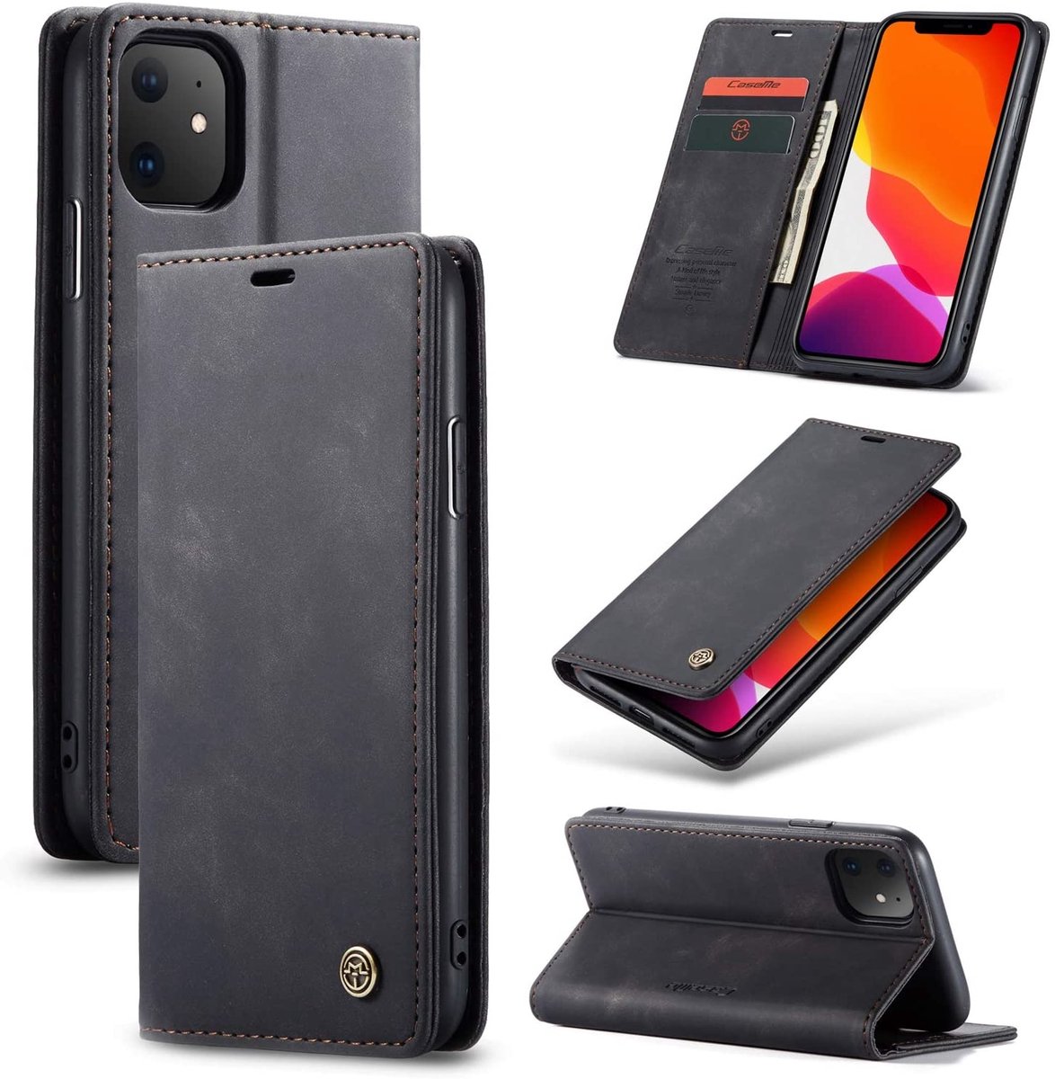 CaseMe Luxe bookcase geschikt voor Apple iPhone 11 - donkergrijs