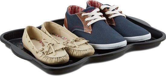 schoenen lekbak klein - voor 2 paar - 50 x 38 cm - kunststof - zwart