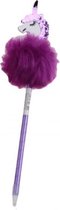 Fluffy balpen met eenhoorn paars 28,5 cm