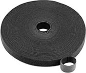 25 Meter 4cm Dubbelzijdig Klittenband Zwart Kabelbinder